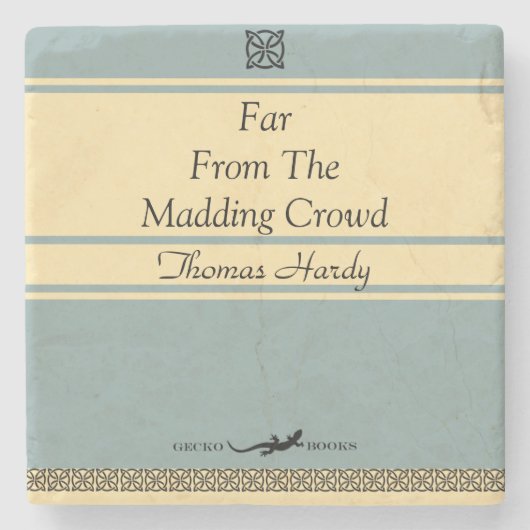 デザイン独自のレトロブックカバー ストーンコースター (正面)