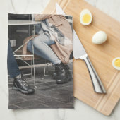 デザイン独自の写独身の真 キッチンタオル (四つ折り)