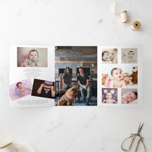 デザイン独自の写真と文字 パーソナライズされた 三つ折りクリスマスカード (内部)