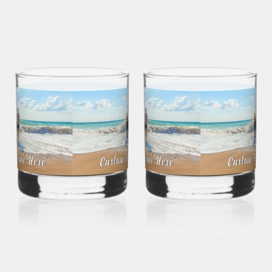 デザイン独自の写真カスタム文字パーソナライズされた ウイスキーグラス (右)