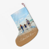 デザイン独自の写真クリスマスストッキングと文字 スモールクリスマスストッキング (裏面 (吊り時))