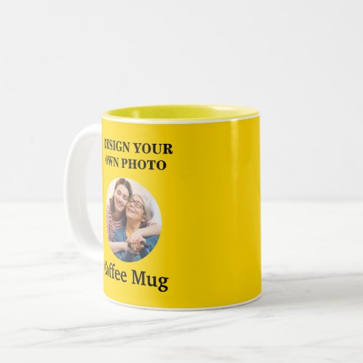デザイン独自の写真マグカップ – 黄色 ツートーンマグカップ (正面左)