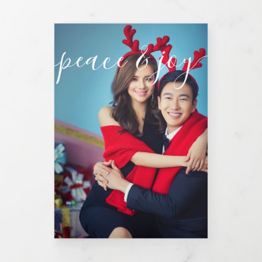 デザイン独自の写真数々のコラージュホリデー 三つ折りクリスマスカード (カバー)