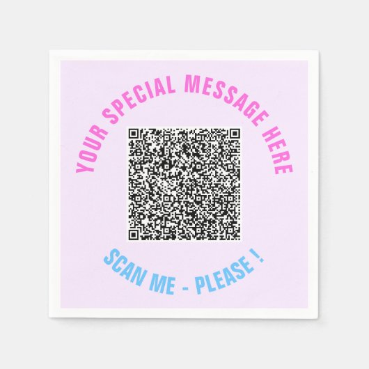 デザイン独自の文字とQRコードナプキンステンプレート スタンダードカクテルナプキン (正面)