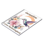 デザイン独自の水の色ハミングバード名前をカスタムする ノートブック (左側)