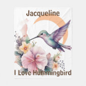 デザイン独自の水の色ハミングバード名前をカスタムする フリースブランケット (正面)