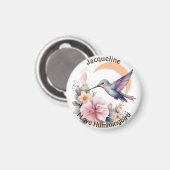 デザイン独自の水の色ハミングバード名前をカスタムする マグネット (正面/裏面)