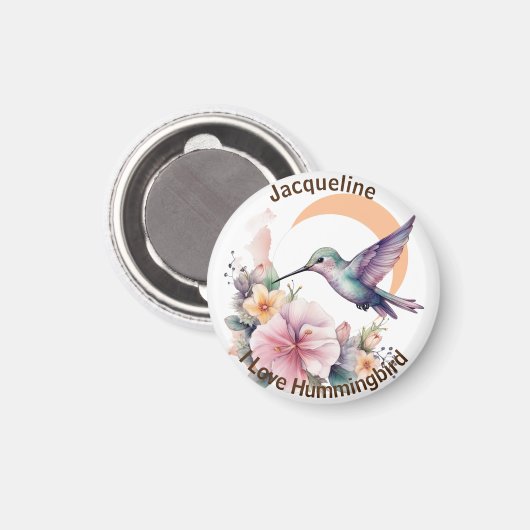 デザイン独自の水の色ハミングバード名前をカスタムする マグネット (正面/裏面)