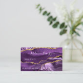 デザイン独自の紫色の金ゴールドグリッター名刺 名刺 (スタンド正面)