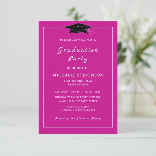 デザイン独自の色フォント卒業招待状 招待状 (スタンド正面)