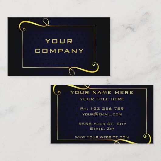 デザイン独自の黒と金ゴールドの名刺 名刺 (正面/裏面)