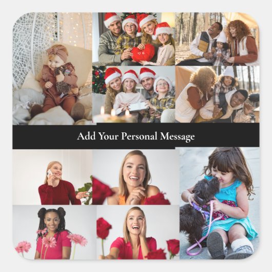 デザイン独自の10フォトコラージュのポスター スクエアシール (正面)