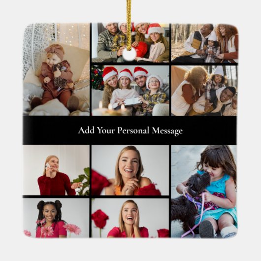 デザイン独自の10フォトコラージュのポスター セラミックオーナメント (裏面)