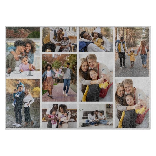 デザイン独自の10フォトコラージュ カッティングボード (正面)