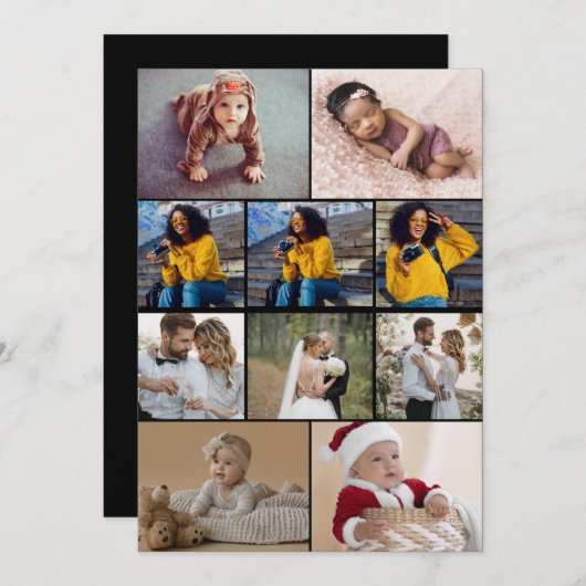 デザイン独自の10フォトコラージュ サンキューカード (正面/裏面)