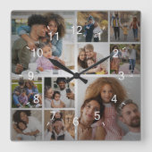 デザイン独自の10フォトコラージュ スクエア壁時計 (正面)