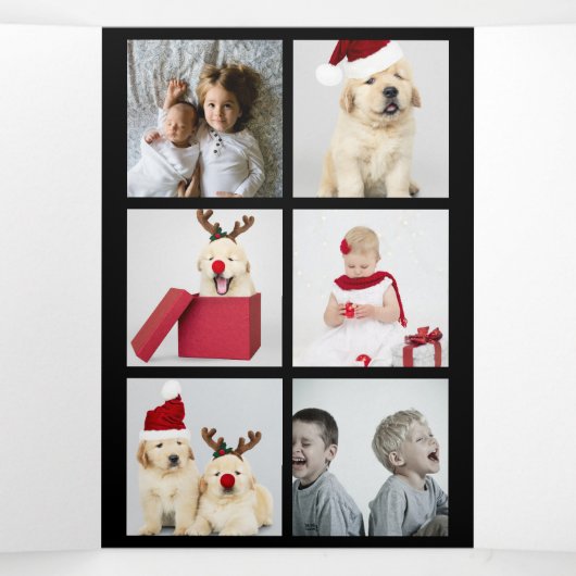 デザイン独自の10フォトコラージュ 三つ折りクリスマスカード (内部中)