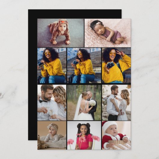 デザイン独自の11フォトコラージュ サンキューカード (正面/裏面)