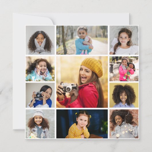 デザイン独自の11フォトコラージュ サンキューカード (正面)