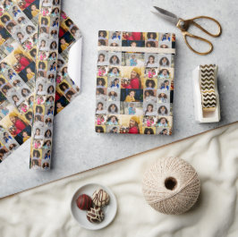 デザイン独自の11フォトコラージュ ラッピングペーパー