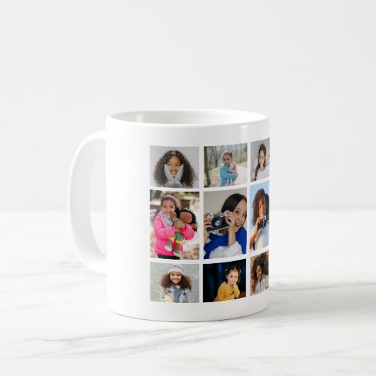 デザイン独自の12フォトコラージュ コーヒーマグカップ (正面左)
