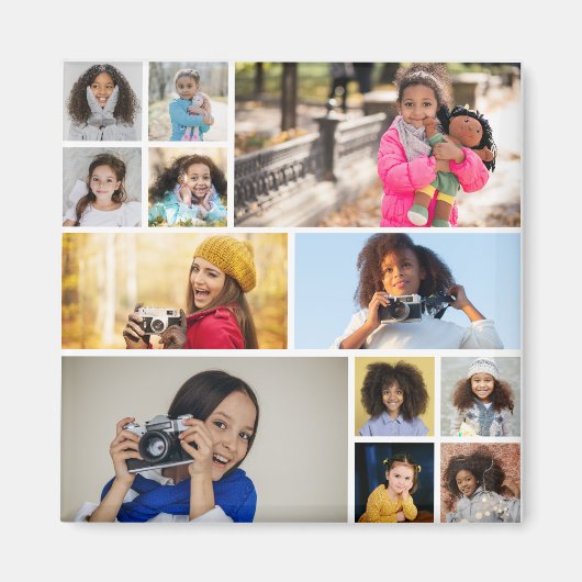 デザイン独自の12フォトコラージュ マグネット (正面)