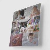 デザイン独自の13フォトコラージュ スクエア壁時計 (傾斜)