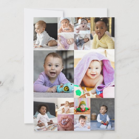 デザイン独自の14フォトコラージュ サンキューカード (正面)