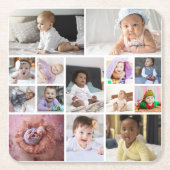 デザイン独自の14フォトコラージュ スクエアペーパーコースター (正面)