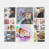 デザイン独自の14フォトコラージュ フリースブランケット (正面(横))