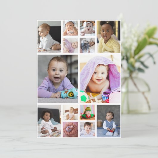 デザイン独自の14フォトコラージュ 案内状 (スタンド正面)