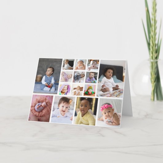 デザイン独自の15フォトコラージュ サンキューカード (正面)