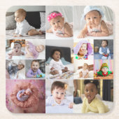 デザイン独自の15フォトコラージュ スクエアペーパーコースター (正面)