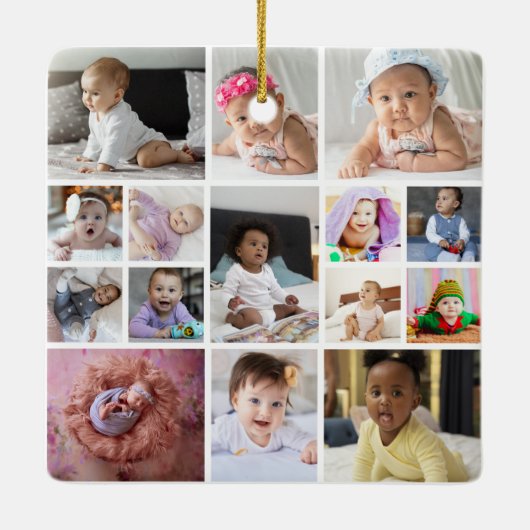 デザイン独自の15フォトコラージュ セラミックオーナメント (裏面)