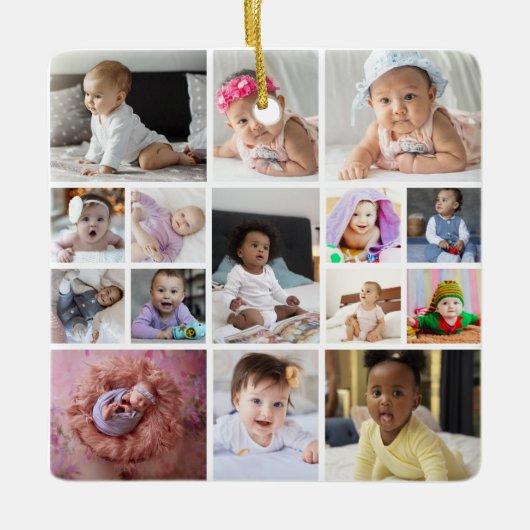 デザイン独自の15フォトコラージュ セラミックオーナメント (正面)
