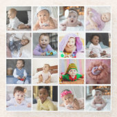 デザイン独自の16フォトコラージュ ガラスコースター (正面)