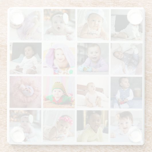デザイン独自の16フォトコラージュ ガラスコースター (裏面)