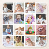 デザイン独自の16フォトコラージュ スクエアペーパーコースター (正面)