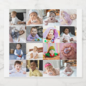 デザイン独自の16フォトコラージュ スパークリングワインラベル (シングルラベル)