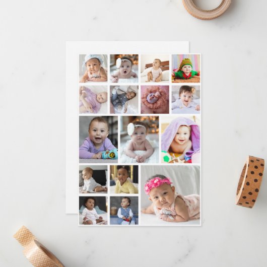 デザイン独自の16フォトコラージュ ノートカード (正面/裏面インサイチュ)