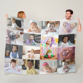 デザイン独自の16フォトコラージュ フリースブランケット