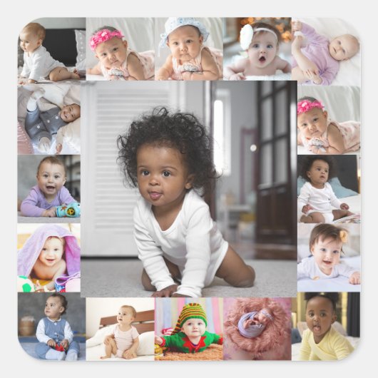 デザイン独自の17フォトコラージュ スクエアシール (正面)