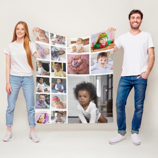 デザイン独自の17フォトコラージュ フリースブランケット (インサイチュ)