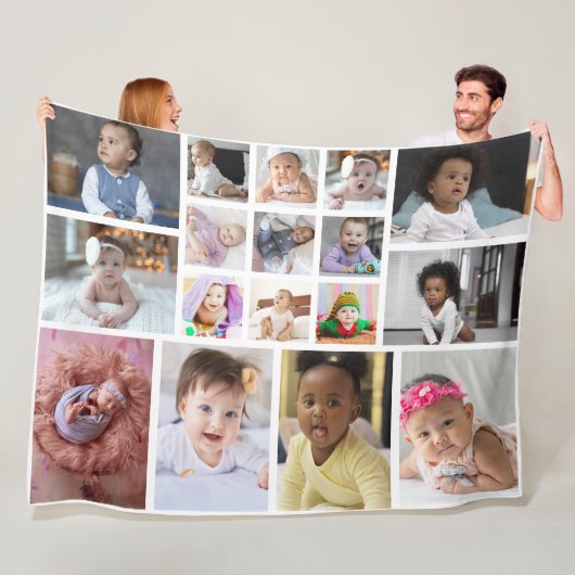 デザイン独自の17フォトコラージュ フリースブランケット (インサイチュ)