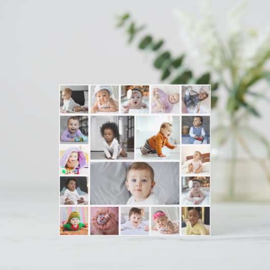 デザイン独自の19フォトコラージュ サンキューカード (スタンド正面)