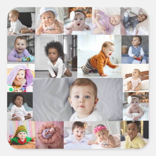 デザイン独自の19フォトコラージュ スクエアシール (正面)