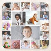 デザイン独自の19フォトコラージュ スクエアペーパーコースター (正面)