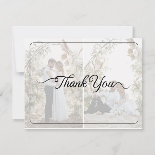 デザイン独自の2フォトコラージュ結婚ズ サンキューカード (正面)