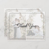 デザイン独自の2フォトコラージュ結婚ズ サンキューカード (正面/裏面)