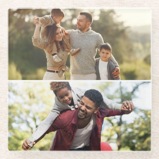 デザイン独自の2フォトコラージュ ガラスコースター (正面)